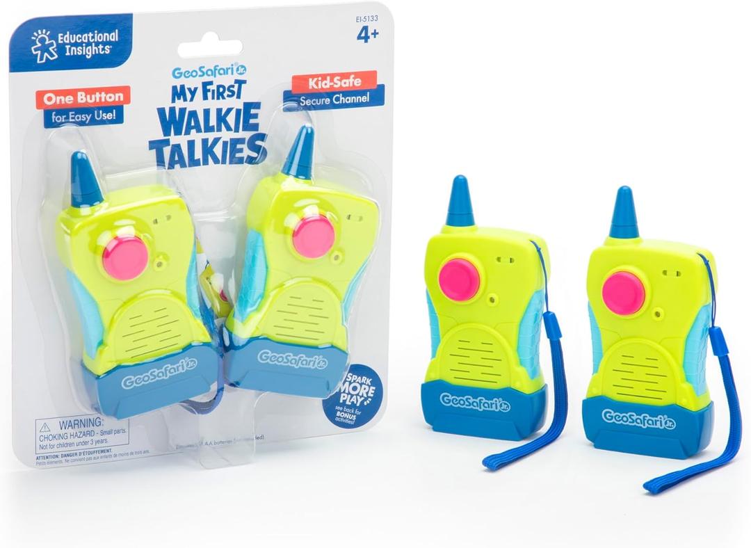 Educational Insights GeoSafari My First Walkie Talkies 2-Pack - Walkie Talkies for Kids, Kids Outdoor Toys, Camping and Adventure Toy, Kid-Friendly Handheld Radios for Girls & Boys Gifts Ages 4+