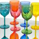 15 Ounce Plastic Wine Glasses Set Of 6,Unbreakable Acrylic Wine Glasses,Reusable Colored Plastic Goblets Stackable,Dishwasher Safe Bpa Free Ideal For Parties