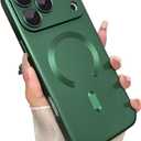 ankofave Magnetic for iPhone 17 Pro Case, with Camera Lens Protector, Compatible with Magnetic, Slim Shockproof Bumper Soft Silicone Metallic Luster Phone Case for iPhone 17 Pro, Green