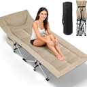 Camping cots for Adults,Cots for Sleeping,Cushion and Pillow, Camping Tent cot,High Weight Capacity, Compact Storage,with Carry Bag,Ideal for Outdoor Camping, Office use,Napping, Beach Trips (Khaki)
