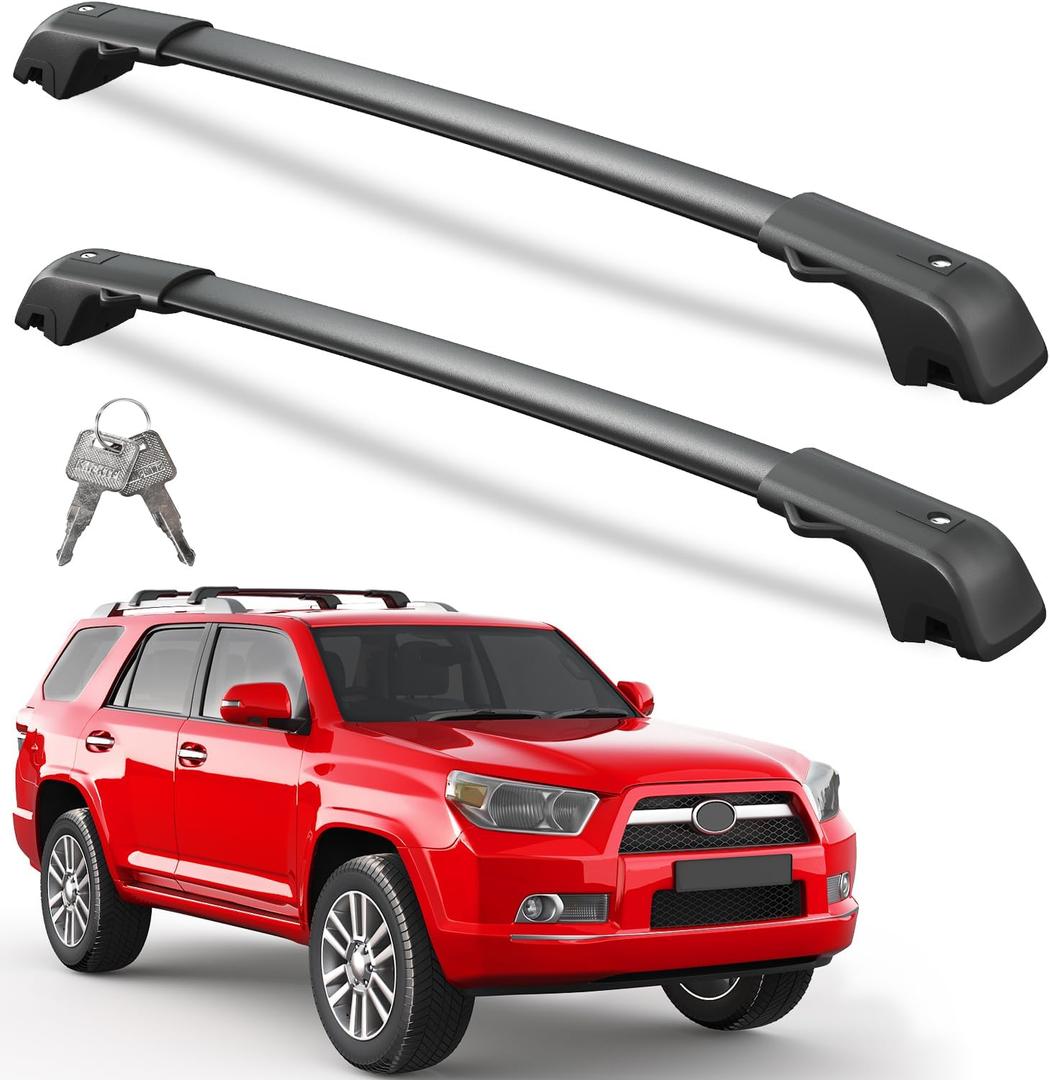 300lbs Lockable Roof Rack Cross Bars Compatible with Toyota 4Runner 2010-2024 with Side ROOF Rails, Heavy Duty Aluminum Roof Rails Crossbars Cargo Canoe Black Rooftop Cargo.
