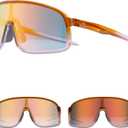 ROCKBROS Photochromic Sunglasses for Men Women Cycling Glasses UV Protection Sports Sunglasses (Transparent Gradient Brown (Grey to Gold))