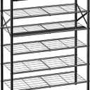 6-Tier Metal Shoe Rack Organizer Shoe Storage for Entryway 18-24 Pairs Narrow Shoe Rack for Closet Heavy-Duty Shoe Shelf with Wooden Top for Garage Rustic Brown