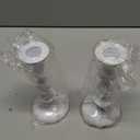 Rely+ White Metal Taper Candle Holders Set of 2  5.75" Decorative Candlestick Holders for Table Centerpiece, Home Dcor, Dining Table, Wedding & Party Decorations