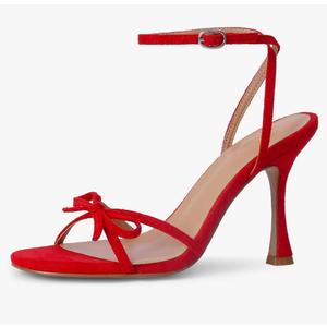 iiimmu Women's Bow Heels 4 IN Stiletto Heeled Sandals for Women Round Open Toe Sandals Elegant Summer Heels Soft PU Leather/Faux Suede. size 10