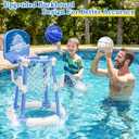 2 in 1 Pool Basketball Hoop with Backboard & Ring Toss Game,Floating Pool Toys with 4 Balls 8 Rings&Pump Summer Water Basketball Indoor Outdoor Toy Gifts Family Party for Kids Age 3-5 4-8 8-12& Adult
