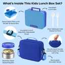 Bento Lunch Box Set for Kids with 8.5oz Hot Food Jar Leak-Proof Lunch Food Container with Insulated Lunch Bag for Toddlers Girls Boys Teens to School, Office, Picnic, Camping, Travel - Blue