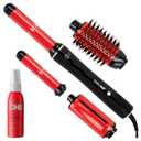 CHI Lava AirWave & CHI 44 Iron Guard (2 Oz) Gift Duo, Volumizes, Curls & Dries Hair for Frizz-Free Results, Low Heat for Less Damage, Black & Red