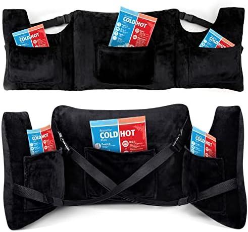 Oak Leaf Post Mastectomy Pillow for Recovery Gift for Mastectomy Patients with 4 Pockets to Support Breast Surgery Healing for Sleeping, Recovery, Seatbelt Protection (Pure Black(Upgraded))