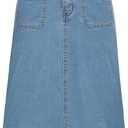 Belle Poque Denim Skirt with Belt Below Knee Length High Waisted Jean Skirts for Women Large
