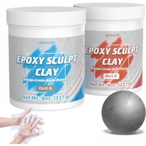 1 Pound Natural Epoxy Putty Sculpt Clay, 2 Part (A & B) Modeling Compound for Sculpting, Modeling, Building, Repairing, Self-Hardening Epoxy Clay Easily Repairs Metal, Wood, Tile, Ceramics, Plastic