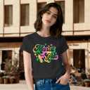 Mardi Gras Shirts for Women Fat Tuesday Tshirts New Orleans Carnival Party Fleur De Lis Tee Tops (Black, L)