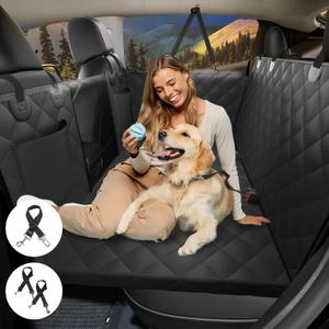 Back Seat Extender for Dogs, Dog Car Seat Cover for Back Seat Supports 420lbs, Hard Bottom Backseat Extender for Dogs, Waterproof Dog Hammock for Car, SUV, Truck Black