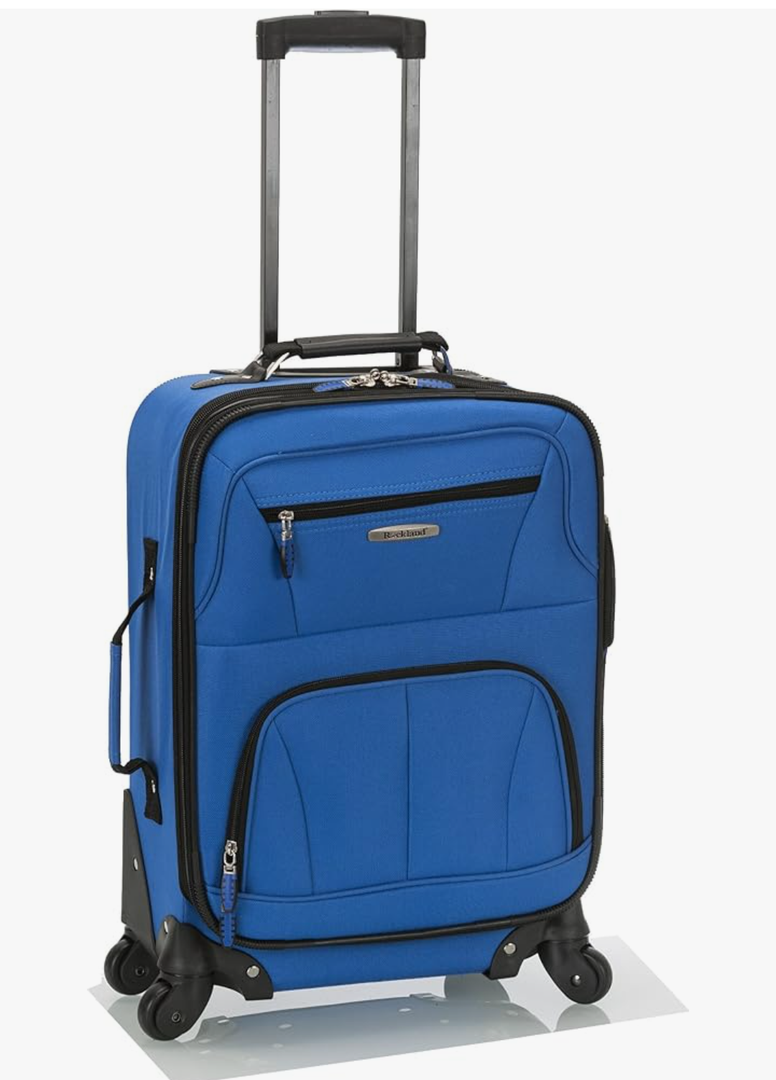 Rockland Pasadena Softside Spinner Wheel Luggage, Blue, Carry-On 20-Inch