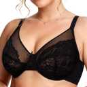 Vertvie Minimizer Bras for Women Full Coverage Underwire Supportive Bra Plus Size Lift Unlined Lace Bralette for Large Bust (40DD, Black)
