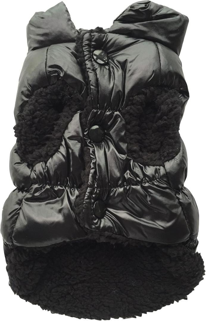 Vedem Dog Warm Fleece Puffer Vest Coat Cold Weather Pet Jacket Quilted Vest Clothes for Cats and Small Dogs (L, Black)
