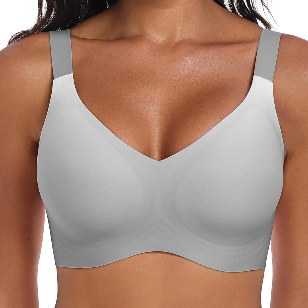 Women's Wireless Bras for Women Full Coverage No Underwire Push Up Bralette Seamless Everyday Bras Comfort Wirefree Padded Regular and Plus with Extender (Grey, Medium) (Gray, M)