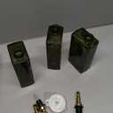 Olive Oil Dispenser Bottle for Kitchen with Bamboo Tray- Glass Oil and Vinegar Dispenser Set 16.9oz, Soy Sauce & Syrup Bottle, Modern Hostess Gift (Green, 16.9oz, Set of 3)