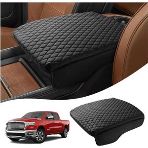 Shademax Center Console Cover for Dodge Ram 1500 2026 2025-2019, Armrest Cushion Pad Cover for 5th Ram 1500 2500 3500 Accessories Arm Rest Cushion Leather Bucket Seat Console Protector Anti-Scratch