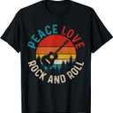 Peace Love & Rock & Roll Guitar Player Guitarist Vintage T-Shirt Small