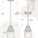 HWH Pendant Light Kitchen Island, Bell-Shaped Fluted Clear Glass Pendant Light, Pendant Lighting Height Adjustable for Dining Room, Brushed Nickel, 5HZG106MIL-L BN, 1 Pack