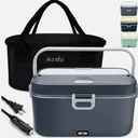 Aotto Electric Lunch Box 2L, 90W Fast Heating (12V/24V/110V) Heated Portable Food Warmer for Car/Truck/Office Stainless Steel Container, Insulated Carry Bag Ideal for Adults, Men, Women, Gray