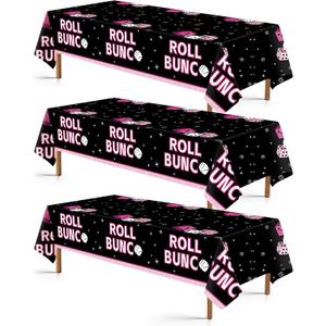 3Pcs Dice Party Tablecloth Pink and Black Dice Game Table Cover Plastic Rectangle Lets Roll Birthday Party Decorations for Game Night Casino Night Bachelorette Cocktail Card Game