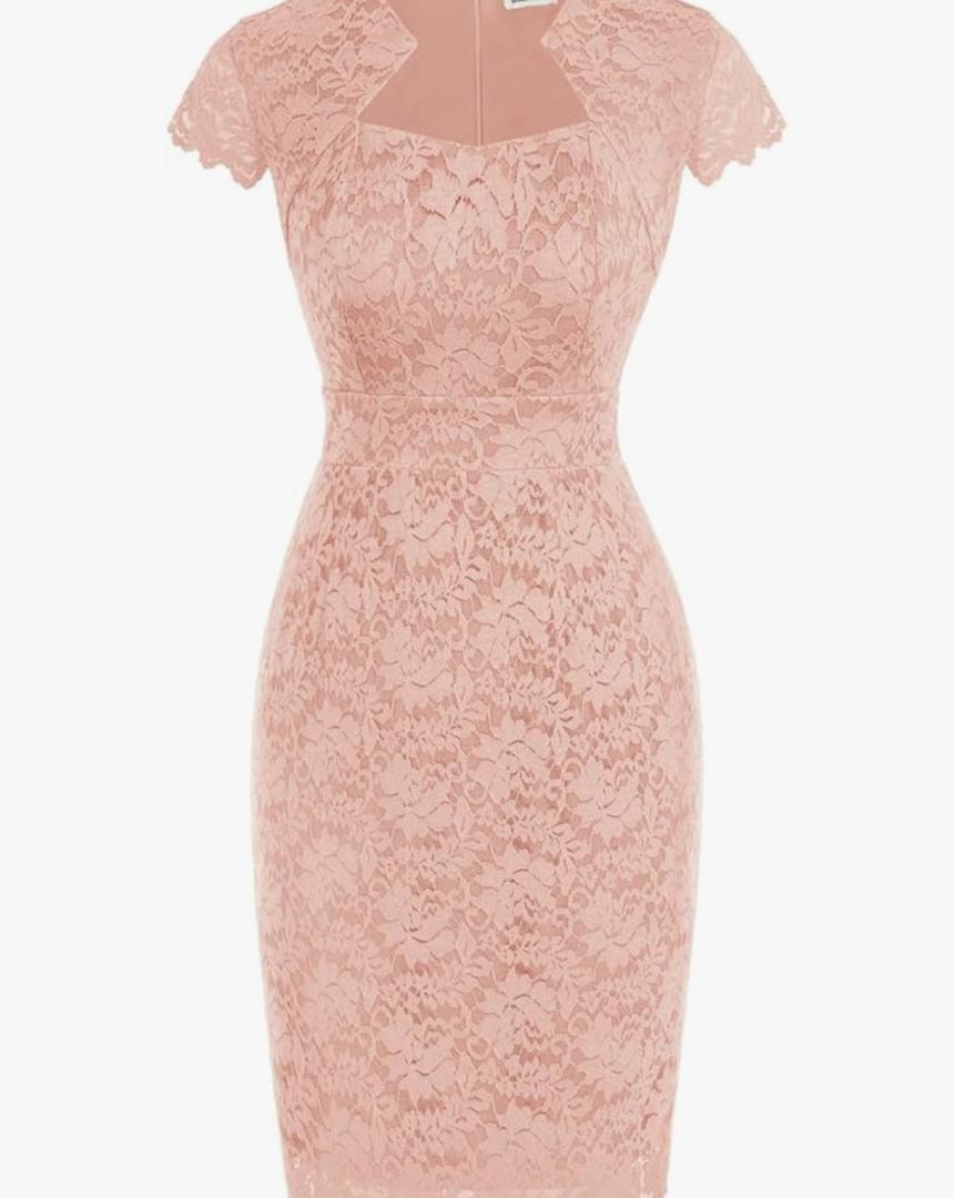 GRACE KARIN Cocktail Dress for Women Cap Sleeve Lace Dress for Wedding Guest Business Casual Dresses, Size M