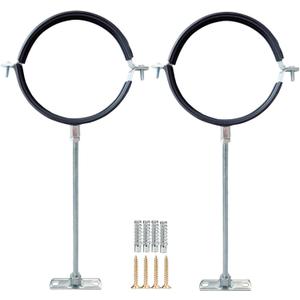 2 Sets Premium 3 Inch Adjustable Pipe Metal BracketHeavy Duty Galvanized Iron Stove Pipe Hanger StrapWall Support Chimney Round Split Ring Dryer Vent Hose Duct PVC Holderwith All Mounting Screws