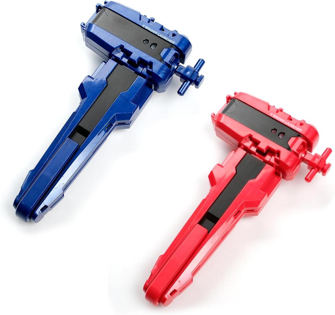AIBREAY 2 Pack X String Launchers, Blade X Winder Launcher with Grip, Two Launch Mode, Only Work with X Right Spinning Top(Red+Blue)