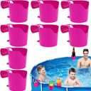 8PCS Poolside Cup Holders for Above Ground Pools Plastic Swimming Pool Drink Holder for Pool Side No Spills Pool Cup Holders for Drinks Fit for 2Or Thinner Round Bar Top Rails Pool Accessories R-Red