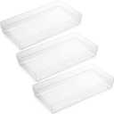 LotFancy Clear Plastic Drawer Organizer, 12 x 6 x 2, Set of 3 Drawer Storage Containers Bins for Dresser Cosmetics Makeup, Stackable