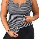 Daci Women's Plus Size Tankini Swimsuit - Two Piece Bathing Suit with Shorts Tummy Control Swimwear with V-Wire 2025, Striped