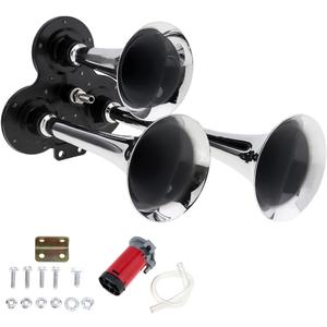 Truck Horn for Pickup, 12V Super Loud Train Horn for Truck, Triple Trumpet Air Horns with Compressor for Vehicles Trucks Pickup Trains Cars Boats