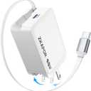 45W USB C Charger Block, GaN Retractable Wall Charger with USB C Cable PD QC Fast Charging Travel Charge with Foldable Plug for iPhone 16 15 Pro Max/Plus, Pad, MacBook Air, Galaxy S25 S24 and More