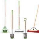 AMES 5-pc. New Homeowner Long Handle Tool Kit with Lawn Rake, Digging Shovel, Garden Rake, Border Spade, and Push Broom