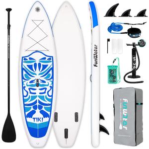FunWater Inflatable Ultra-Light Stand Up Paddle Board for All Skill Levels with Premium SUP Paddleboard Accessories,Non-Slip Comfort Deck for Youth & Adults (Azul / Patchwork)
