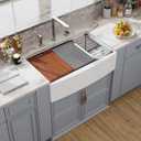 33 White Farmhouse Sink Workstation, Hugsleek Undermount Farm Kitchen Sink 33x21 inch Apron Front White Porcelain Ceramic Fireclay Sinks Ledge Accessories Under Counter Single Bowl Farmer Sinks Basin