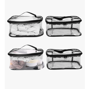 Clear Makeup Bag, 4Pcs Clear Makeup Bags with Zipper, 6.7x9.5x4.3 Inch PVC Small Toy Storage with Handle, Travel Pouch for Home, Toy Room, Outdoor, Small Storage