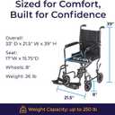 Drive Medical Lightweight Folding Transport Wheelchair - Reliable Mobility Support - Durable Steel Frame - Swing-Away Footrests - Compact Travel Design - Silver