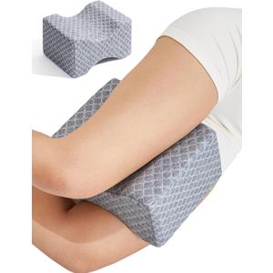 Knee Pillow for Side Sleepers, Memory Foam Leg Pillow for Sciatica & Back Pain Relief, Between Legs Pillow for Sleeping Spine Alignment Pressure Relief, Non-Strapped Style, Gray