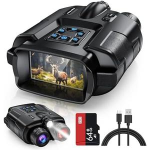 Diyimin 4K Night Vision Goggles for Adults, 2000FT Infrared Night Vision Binoculars with 64GB Card, Tactical Light, 8X Digital Zoom for Outdoor, Camping and Travel