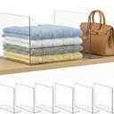 SortNStore Shelf Dividers for Closet Organization: 10" Tall x 16" Deep, Deeper Adhesive Separators Features Acrylic Material and Provides Storage for Clothes and Sweater in Bedroom Cabinets(6-Pack)