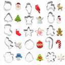 Mini Christmas Cookie Cutters Set 15 Pieces Stainless Steel Cookie Cutter Set for Baking -Christmas Tree,Snowman,Reindeer,Santa Face, Star,Stocking,Candy Cane ,Gingerbread Man and More