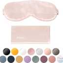 Blissy Silk Sleep Mask Profile - 100% Pure Mulberry Silk 22 Momme 6A Fibers Silk Eye Sleeping Mask for Women & Men for Total Blackout - Blindfold Silk Sleep Mask Side Sleeper Eye Cover (Pink)