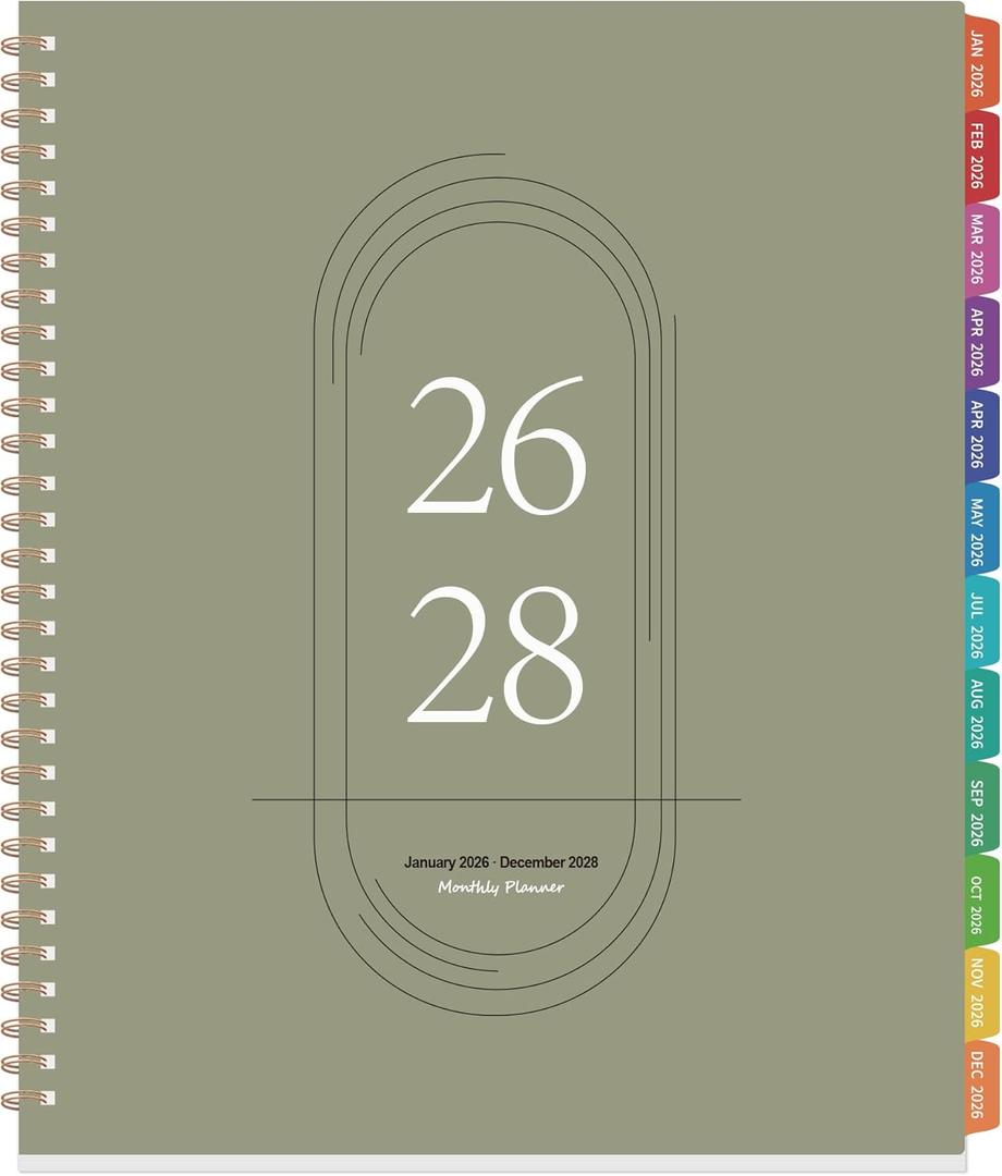 2026-2028 Monthly Planner Calendar - 3 Year Planner 2026-2028, Jan 2026Dec 2028, 8.5" x 11", 36 Monthly Calendar with Colorful Tabs, Inner Pockets for Home, School or Office Use