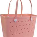 Lightweight Extra large Rubber Beach Bag Small mini Tote Bag for Gym Waterproof medium Open Handbag for Pool Sports (X-Large(18.9*9*13.8in), A-peach Red)