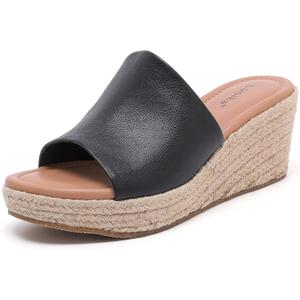 Luoika Women's Wide Width Wedge Sandals - Platform Slip On Summer Slides