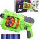 RD-8 Toy Blaster Gun Set, Foam Darts Fit for Nerf Guns for Kids Ages 8-12, Long Range Rotating Barrel, Fun Indoor & Outdoor Shooting Game, Gift for Boys Ages 5 6 7 8 9 10 12 (Neon Green)