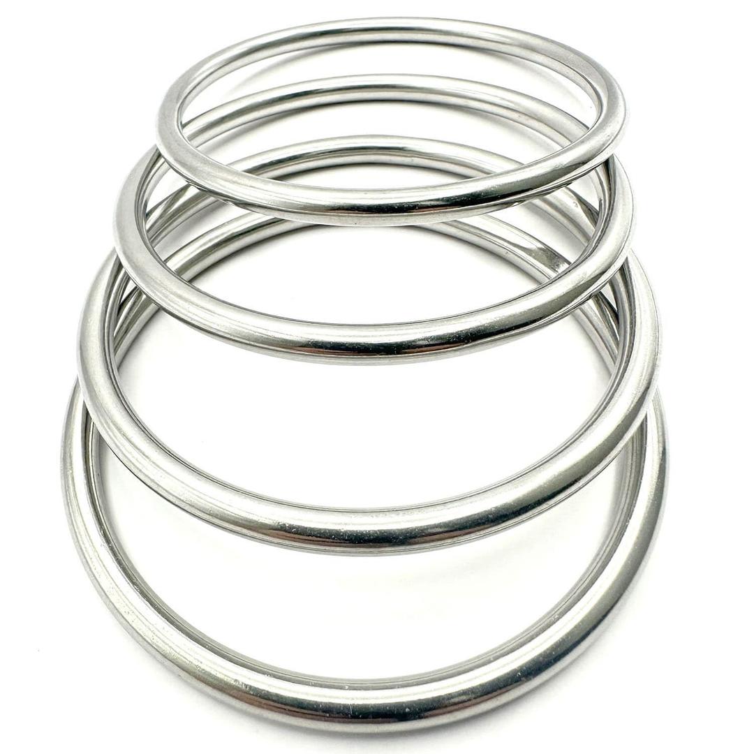 3.1 Inch Seamless Metal O Ring, 4 Pack Stainless Steel Macrame Hoop Rings,Heavy Duty Silver Round Rings for Home Decorations and Hanging Crafts (6mm*80mm ID, 4 Pack)